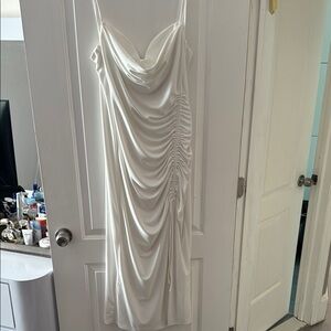 Elegant White Draped Dress